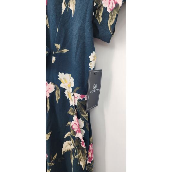 New NWT Volcom Haute Tropic Wide Leg Floral Jumpsuit Size Medium - Picture 9 of 12